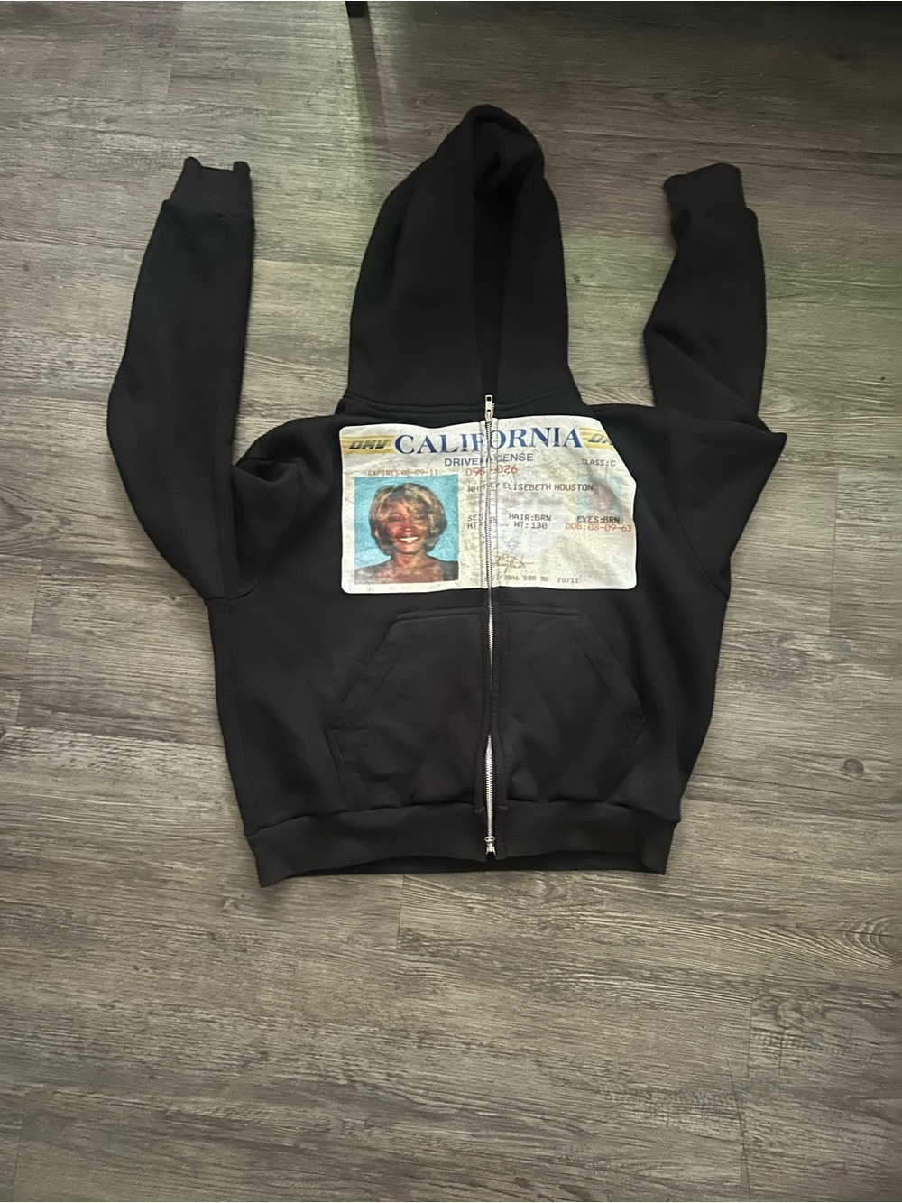 Black Whitney houston Zip Hoodie Jacket with ID Graphic